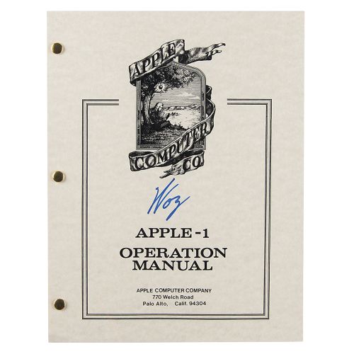 Steve Wozniak Signed Apple-1 Manual Brad-bound facsimile of the original Apple-1&hellip;