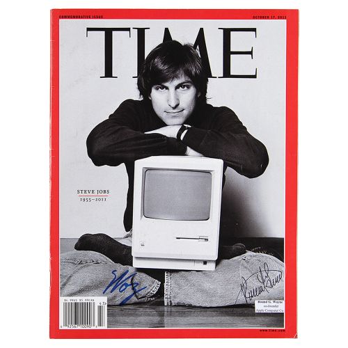 Steve Wozniak and Ron Wayne Signed Magazine 2011年10月17日的《时代》杂志纪念版，纪念史蒂夫-乔布斯的生活和遗&hellip;