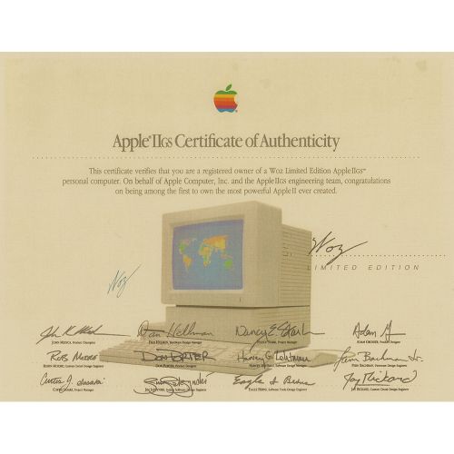 Steve Wozniak Signed Apple IIGS Certificate of Authenticity Non comune certifica&hellip;