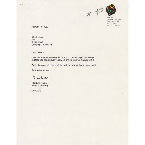 Steve Jobs 1989 Document Signed DS historique, signé "steven p. Jobs", une page,&hellip;