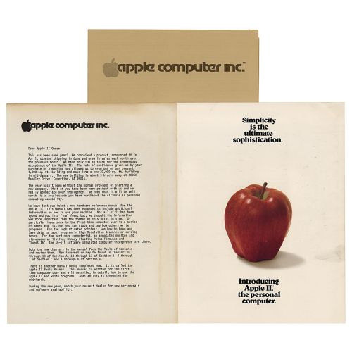 Steve Jobs: Apple II (3) Early Ephemera Items Ensemble souhaitable de trois pièc&hellip;