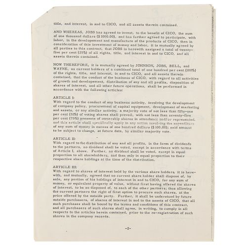 Steve Jobs: 1975 CICO Document with Annotations 史蒂夫-乔布斯个人文件中罕见的、不寻常的未执行的合同，三页，8.&hellip;