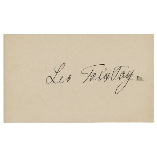 Leo Tolstoy Signature Gran firma a tinta, "León Tolstoi", en una tarjeta de colo&hellip;