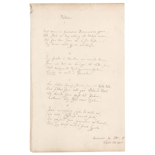 Hans Christian Andersen Autograph Manuscript Signed Fantásticos poemas autógrafo&hellip;