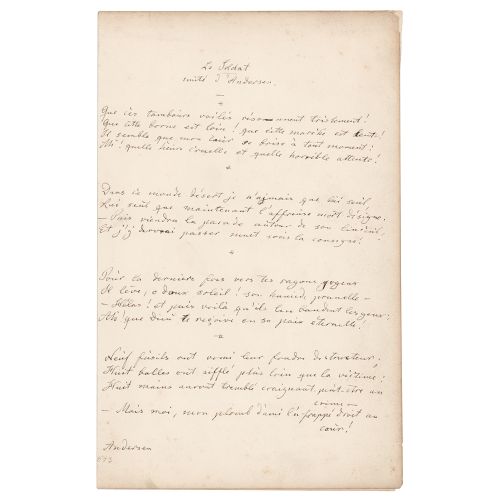Hans Christian Andersen Autograph Manuscript Signed Fantastiche poesie autografe&hellip;