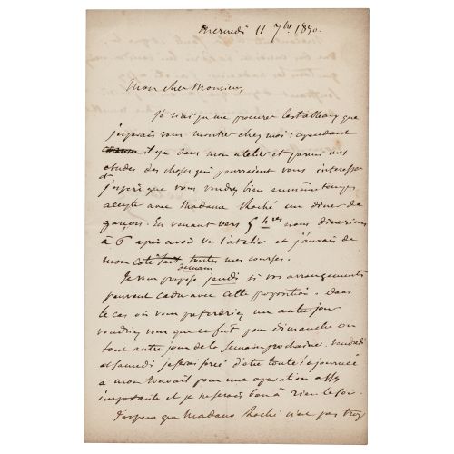 Null ALS en français, signé "Eug. Delacroix", une page recto-verso, 5,25 x 8, 11&hellip;