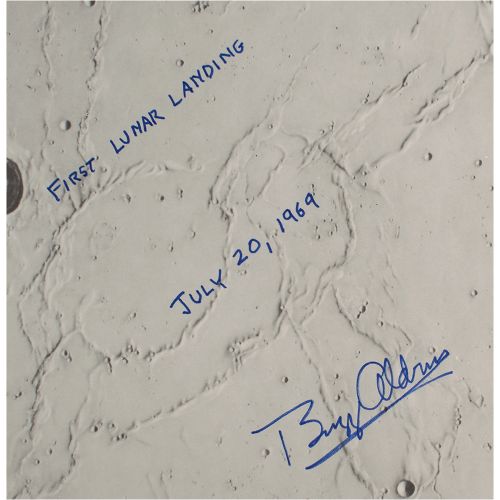 Buzz Aldrin Signed Lunar Chart First edition Lunar Shaded Relief map entitled "J&hellip;