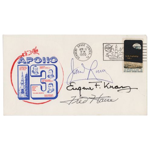 Apollo 13: James Lovell, Fred Haise, and Gene Kranz Signed 'Launch Day' Cover Co&hellip;