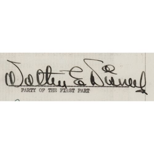 Walt Disney Document Signed DS, signed ‚ÄúWalter E. Disney,‚Äù two pages, 8.5 x &hellip;