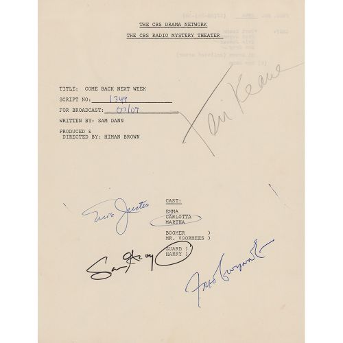 The Munsters: Fred Gwynne Signed Script Sheet Title sheet for the script from th&hellip;
