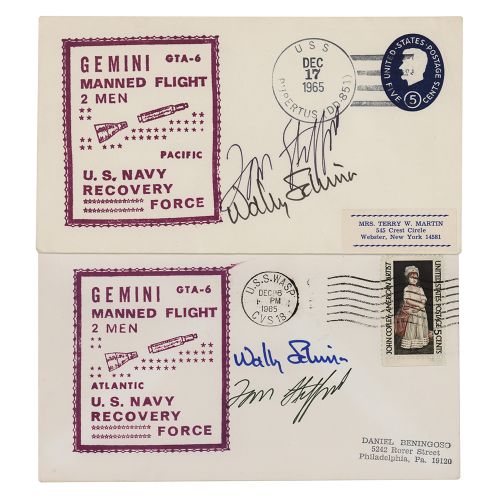 Gemini 6 (2) Signed Recovery Covers Two recovery covers: a Gemini 6 Atlantic U.S&hellip;