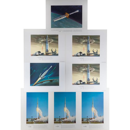 Douglas Aircraft Company Prints of Launch Vehicles Group of eight original color&hellip;