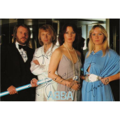 ABBA Signed Photograph Color 5.75 x 4 Polar Music promo postcard photo of ABBA f&hellip;
