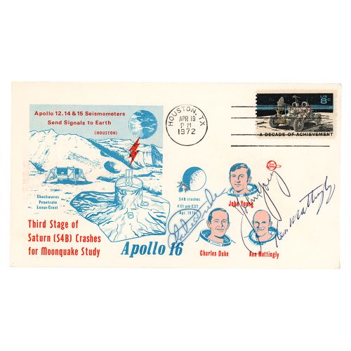 Apollo 16 Signed Cover Commemorative cover with a color cachet honoring the Apol&hellip;