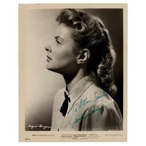 Ingrid Bergman Signed Photograph 英格丽-褒曼为阿尔弗雷德-希区柯克1945年的电影《咒怨》拍摄的8 x 10.25光面联艺公司&hellip;