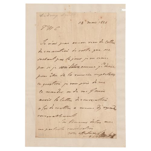 Sidney Smith Letter Signed Rare LS en français, signé "W. Sidney Smith, une page&hellip;