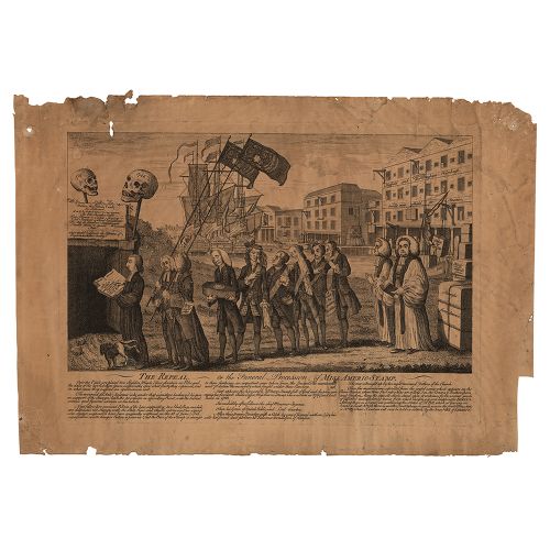 Stamp Act: 1766 Satirical Engraving after Benjamin Wilson Raro grabado satírico &hellip;