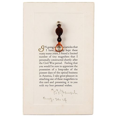John Jacob Bausch Signed Card with Magnifying Glass 不寻常的墨水签名："J. J. Bausch, Aug.&hellip;