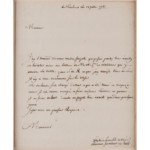 Johann de Kalb Autograph Letter Signed Officier militaire français né en Francon&hellip;