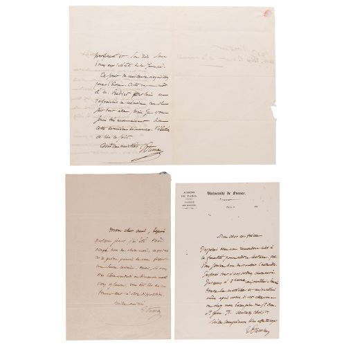 Jean-Baptiste Dumas (3) Autograph Letters Signed Chimiste français (1800-1884) s&hellip;