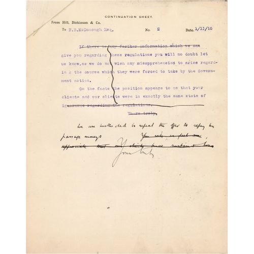 RMS Titanic: White Star Line Draft Letter - Titanic Operator Refuses to "repay t&hellip;