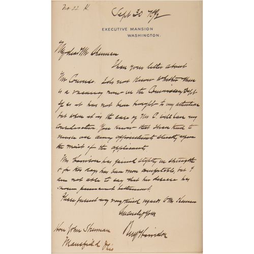 Benjamin Harrison Autograph Letter Signed as President on Army Appointments ALS &hellip;