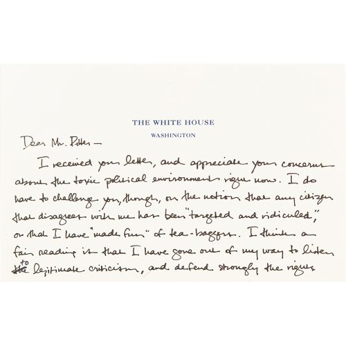 Barack Obama Rare Autograph Letter Signed as President on the "toxic political e&hellip;