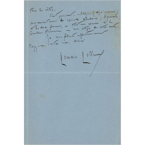 Romain Rolland Autograph Letter Signed Écrivain français (1866-1944), lauréat du&hellip;