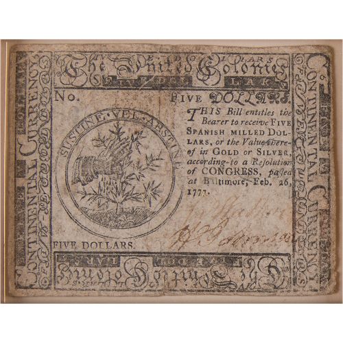 Colonial Currency (3) Notes (1776-1786) Handsome display featuring three pieces &hellip;