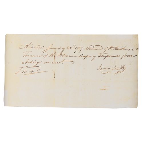 George Washington Document Signed for the Potomac Company DS, signé "Go : Washin&hellip;