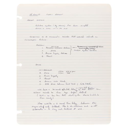 Gordon Cooper Handwritten Meeting Notes with Chris Kraft on Mercury Rocket Abort&hellip;