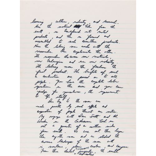 Jim Irwin Handwritten 'Labor Day' Speech from the Apollo 15 Post-Flight Tour Dis&hellip;