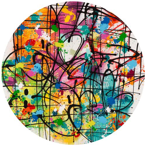NEBAY 雪圈， 2021年，圆形画布上的丙烯酸和气溶胶墨水，120 x 120厘米 Nebay从未离开过墙壁或街道，他是那些涂鸦艺术家之一，对他们来说，过渡&hellip;