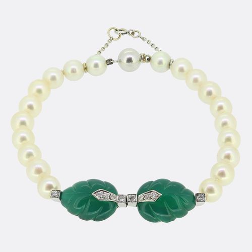 Cartier Green Chalcedony and Diamond Pearl Bracelet Cartier Green Chalcedony and&hellip;