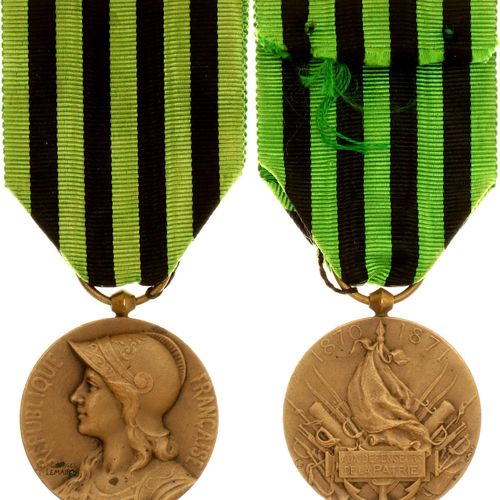 France 1870-1871 War Commemorative Medal 1911 Barac# 364, Bronze 34x30 mm; mit O&hellip;
