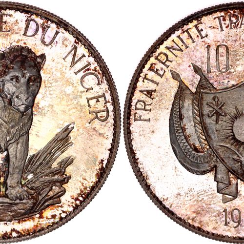 Null 1968年尼日尔10法郎
KM# 8.1, N# 21990；银质，证明；狮子；年份：1000枚；有惊人的色调