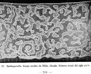 Encaje antiguo de Milán (Italia) c. 1700 Dentelle ancienne de type érudit de Mil&hellip;