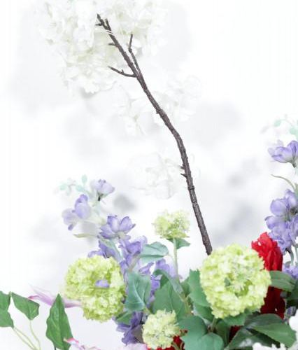 Null Fidrio, vaso in vetro multicolore con fiori artificiali