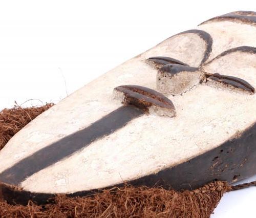 Null 非洲木制面具，方，加蓬，长60厘米