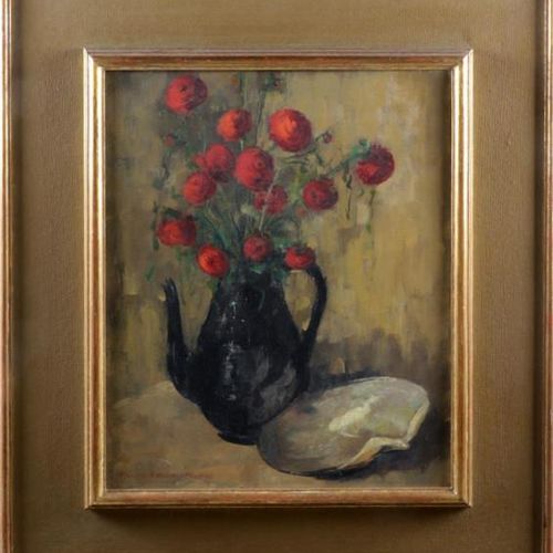 Null Unsigniert, Stillleben mit Blumen, Öl auf Leinwand, 44 x 36 cm.