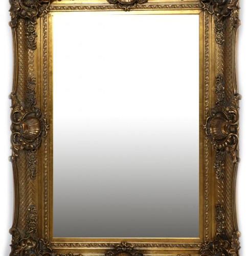 Null Polished mirror in gold frame, h.122 x w.90 cm.