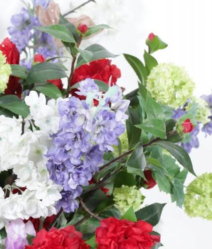 Null Fidrio, vaso in vetro multicolore con fiori artificiali