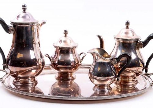 Null Service à thé/café 5 pièces en métal argenté