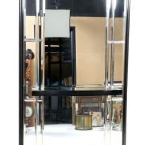 Null Geslepen spiegel in zwart met goudkleurige lijst, 205 x 105 cm