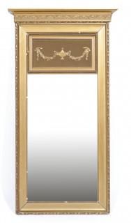 Null Geslepen spiegel in goudkleurige lijst, h.144 x b.77 cm.