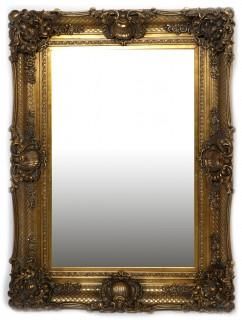 Null Geslepen spiegel in goudkleurige lijst, h.122 x b.90 cm.