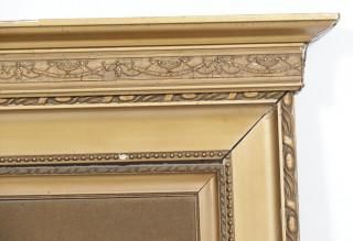 Null Geslepen spiegel in goudkleurige lijst, h.144 x b.77 cm.