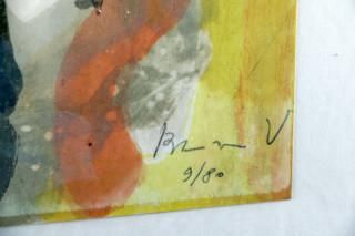 Null Bram van Velde, Abstrakt, Farblithographie, Nr.9/80, 54 x 37 cm.