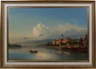 Null Georg L. Schmitz (Allemand 1851-1917), Paysage de rivière avec vue sur un v&hellip;