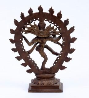 Null Oude bronzen beeld Shiva Nataraja, h.17 cm.